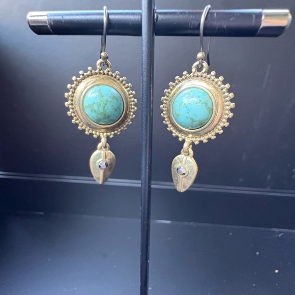 Turquoise and Gold Bohemian Earrings - Picture 12 of 16